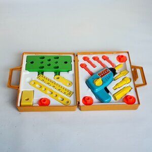 Vintage Fisher-Price Tool Kit #924 with Working Drill, 1977 STEM Learning Toy